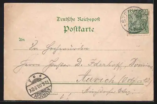 Lithographie Wilhelmstein, Ortsansicht mit Segelbooten