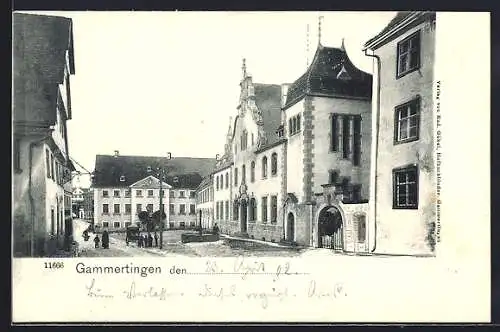 AK Gammertingen, Strassenpartie mit Brunnen