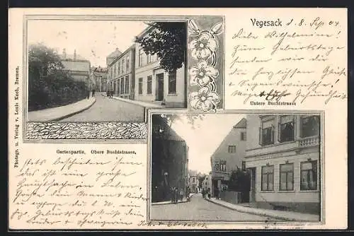 AK Vegesack, Gartenpartie, Obere Buchtstrasse