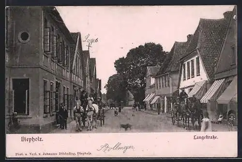 AK Diepholz, Kutschen auf der Langestrasse