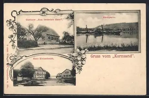 AK Kornsand, Gasthaus Zum Deutschen Haus, Rheinpartie, Haus Kleinschmidt