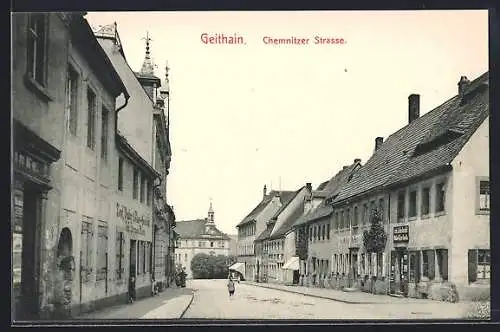AK Geithain, Chemnitzer Strasse mit Rathaus