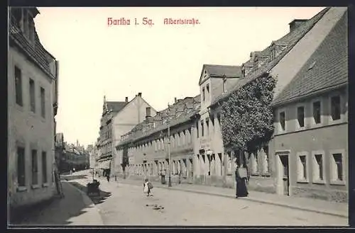 AK Hartha / Sachsen, Albertstrasse im Sonnenschein