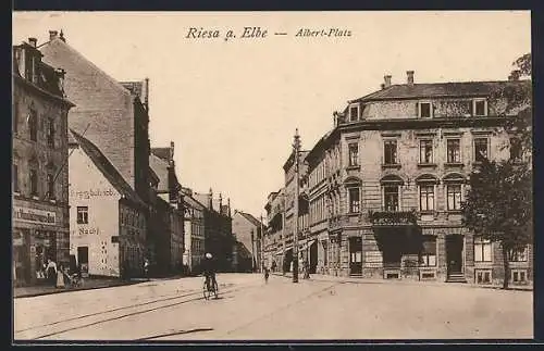 AK Riesa a. Elbe, Ansicht vom Albert-Platz