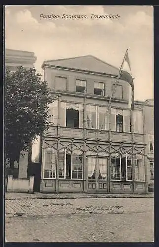 AK Travemünde, Hotel-Pension Sootmann mit Strassenpartie