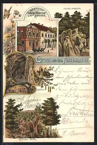 Lithographie Sundwig, Gasthof zum Sundwiger Felsenmeer, Teufelsmauer, Capelle