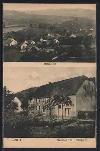 AK Detzeln, Gasthaus von J. Hierholzer, Ortsansicht