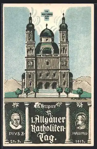 Künstler-AK Kempten / Allgäu, 1. Allgäuer Katholikentag 1913