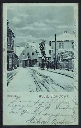 Mondschein-AK Wedel, Geschäft in der Mühlenstrasse