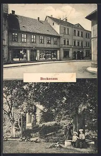 AK Bockenem, Geschäft von Ad. Lindenberg und Gartenpartie