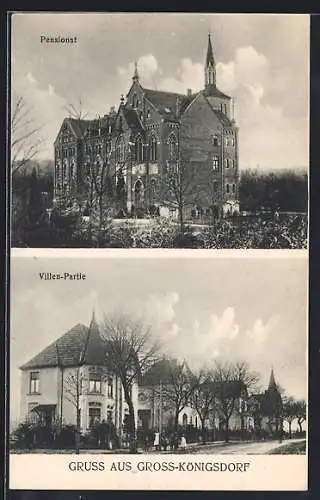 AK Gross-Königsdorf, Pensionat, Villen-Partie