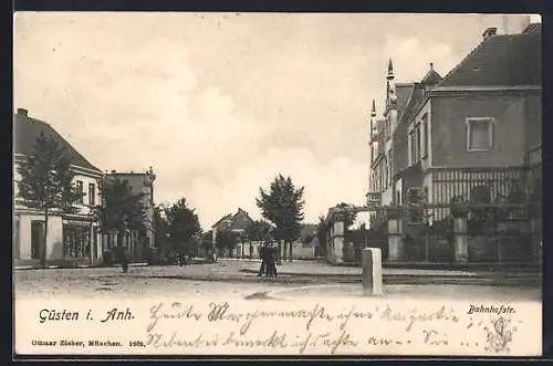 AK Güsten i. Anh., Blick in die Bahnhofstrasse