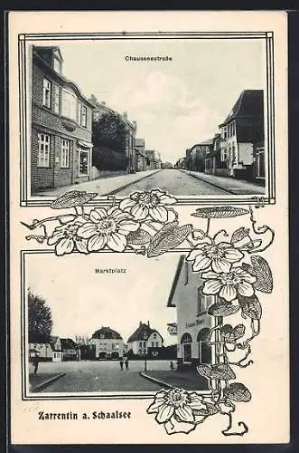 AK Zarrentin a. Schaalsee, Marktplatz mit Geschäft, Partie in der Chausseestrasse