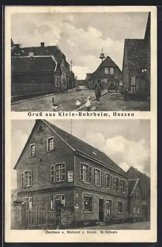 AK Klein-Rohrheim /Hessen, Gasthaus und Bäckerei zur Krone, Bes. M. Schnatz