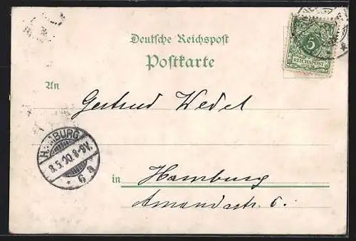 Lithographie Pinneberg, Schmüsers Hotel und Flaneure