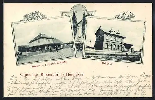 AK Bissendorf / Hann., Bahnhof, Gasthaus von Friedrich Gödecke