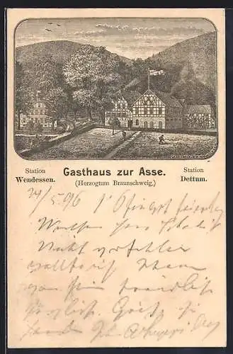 Lithographie Wendessen /Braunschweig, Gasthaus zur Asse