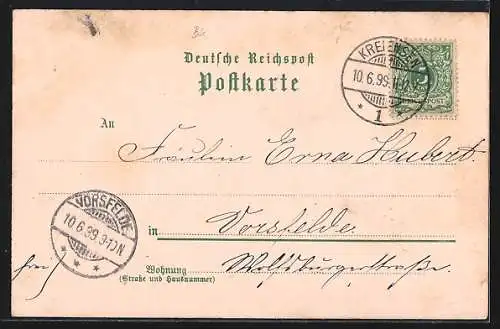 Lithographie Opperhausen /Kreiensen, Post, Schule, Kirche, Pfarre und Molkerei