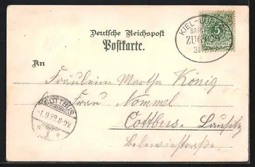 Lithographie Probsteierhagen, Plagmanns Gasthof, Innenansicht der Kirche