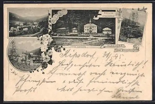 Vorläufer-AK Kipsdorf /Erzgebirge, 1895, Hotel und Bad Fürstenhof von Otto Adolph, Ortsansicht