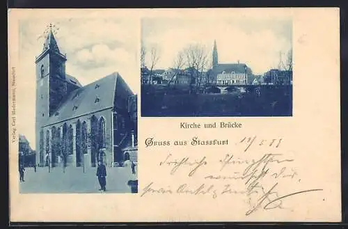 AK Stassfurt, Ansichten der Kirche und Brücke