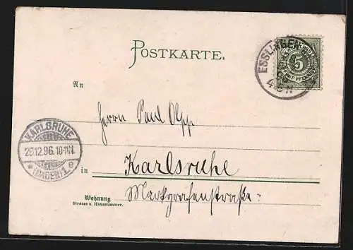 Lithographie Esslingen / Neckar, Pliensauthor, Maillen-Treppe, Totalansicht