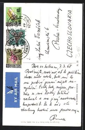 AK M`Kamba Woman, Halbnackte Afrikanerin mit Kind