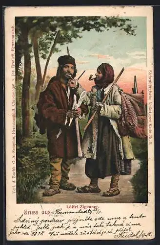 AK Löffel-Zigeuner, Paar unterwegs