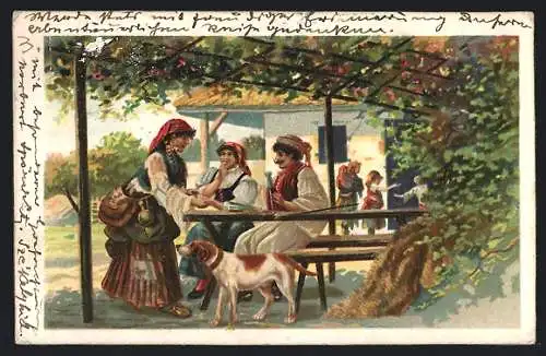 AK Sinti und Roma / Zigeuner im Gasthausgarten