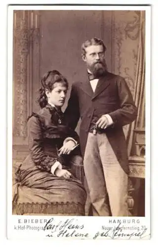 Fotografie E. Bieber, Hamburg, Neuer Jungfernstieg 20, Carl und Helene Heins geb. Zimpel