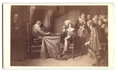 Fotografie unbekannter Fotograf und Ort, Gemälde: Luis XIII. und Kardinal Armand-Jean du Plessis spielen Schach
