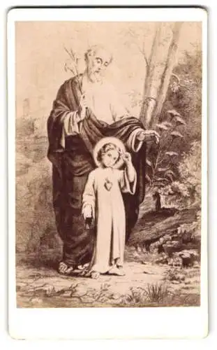 Fotografie unbekannter Fotograf und Ort, Gemälde: Joseph und Christus