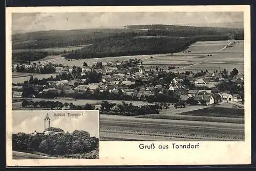AK Tonndorf / Thüringen, Totalansicht und Schloss Tonndorf