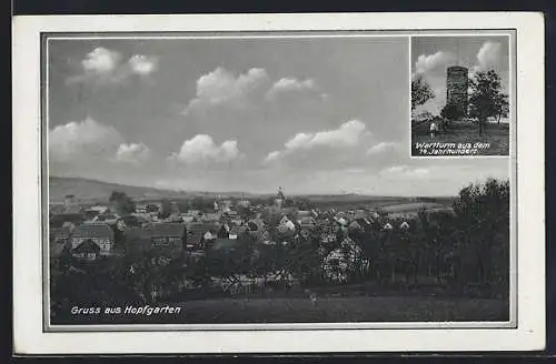 AK Hopfgarten / Thür., Ortsansicht und Wartturm aus dem 14. Jahrhundert