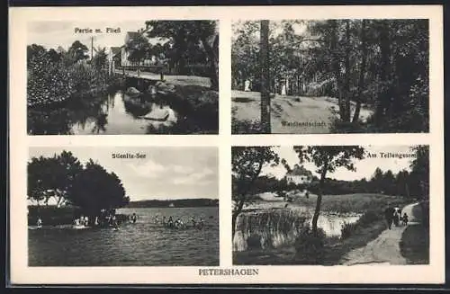 AK Petershagen / Ostbahn, Stienitz-See, Teilungssee u. Partie am Fliess