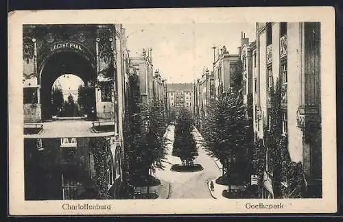 AK Charlottenburg, Goethepark und Eingang zum Goethpark