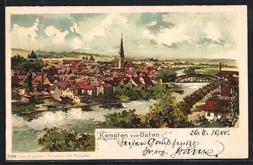 Lithographie Kempten / Allgäu, Ostblick