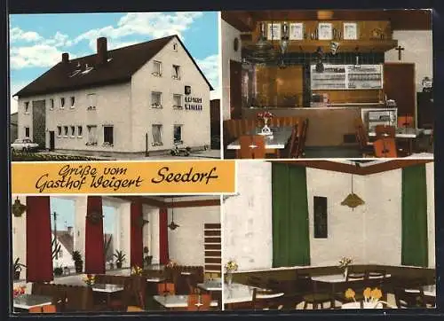 AK Seedorf, Gasthof Weigert mit Innenansicht