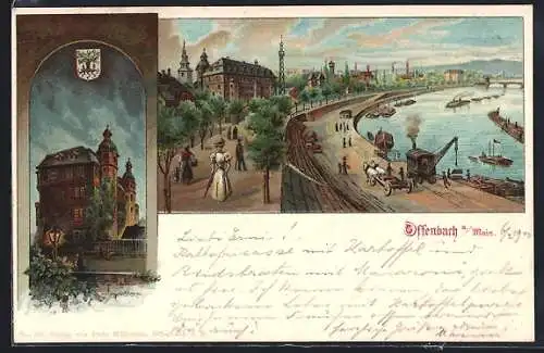 Lithographie Offenbach / Main, Ortsansichten