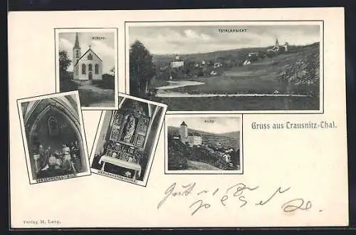 AK Trausnitz / Thal, Kirche, Burg, Versöhnungs-Altar
