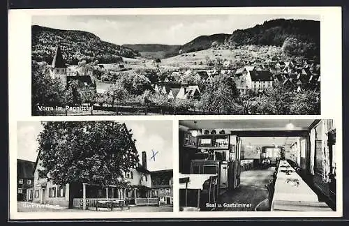 AK Vorra / Pegnitz, Gasthof & Metzgerei Konrad Raum, Saal & Gastzimmer