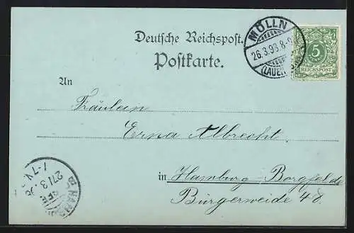 Mondschein-AK Mölln / Lauenb., Totalansicht der Ortschaft