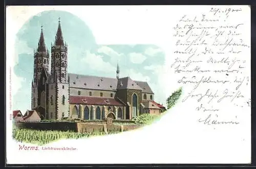 AK Worms, Liebfrauenkirche von der Seite