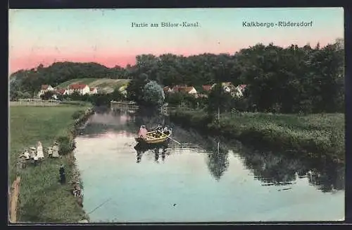 AK Kalkberge-Rüdersdorf, Partie am Bülow-Kanal mit Boot