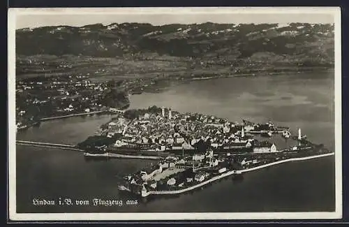 AK Lindau i. B., Totalansicht vom Flugzeug aus