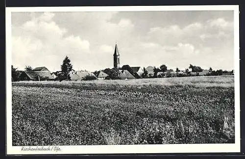 AK Kirchenlaibach, Blick über Felder auf den Ort