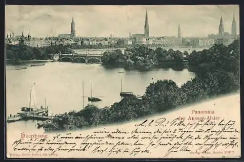 AK Hamburg-Rotherbaum, Panorma der Aussen-Alster