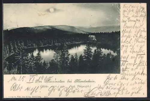 AK Mummelsee, Der See mit Umgebung bei Mondschein