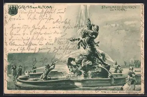 Künstler-AK Hamburg-Altona, Der Stuhlmann-Brunnen