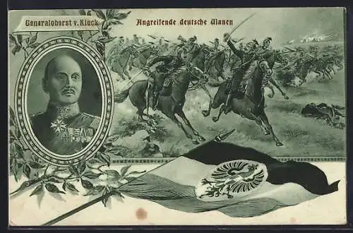 Mondschein-Künstler-AK Generaloberst v. Kluck mit Order und Reichsfahne
